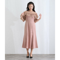 ヴィンテージ風サテンフレアドレス　