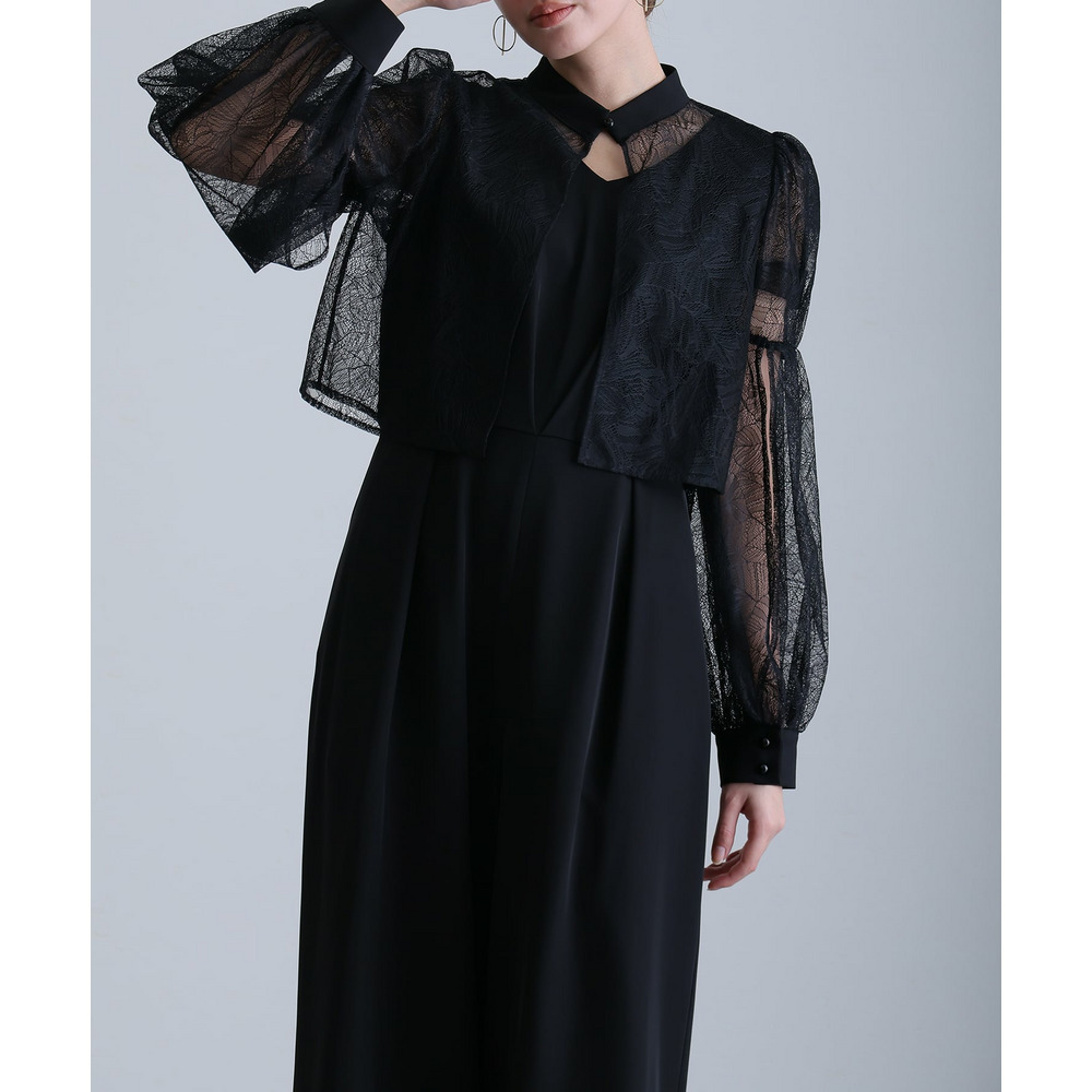 シアーケープ風オールインワンパンツドレス