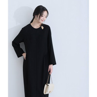 サイドギャザー入り ブラックフォーマルワンピース