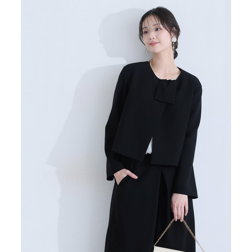 リボンデザイン ブラックフォーマル パンツスーツ