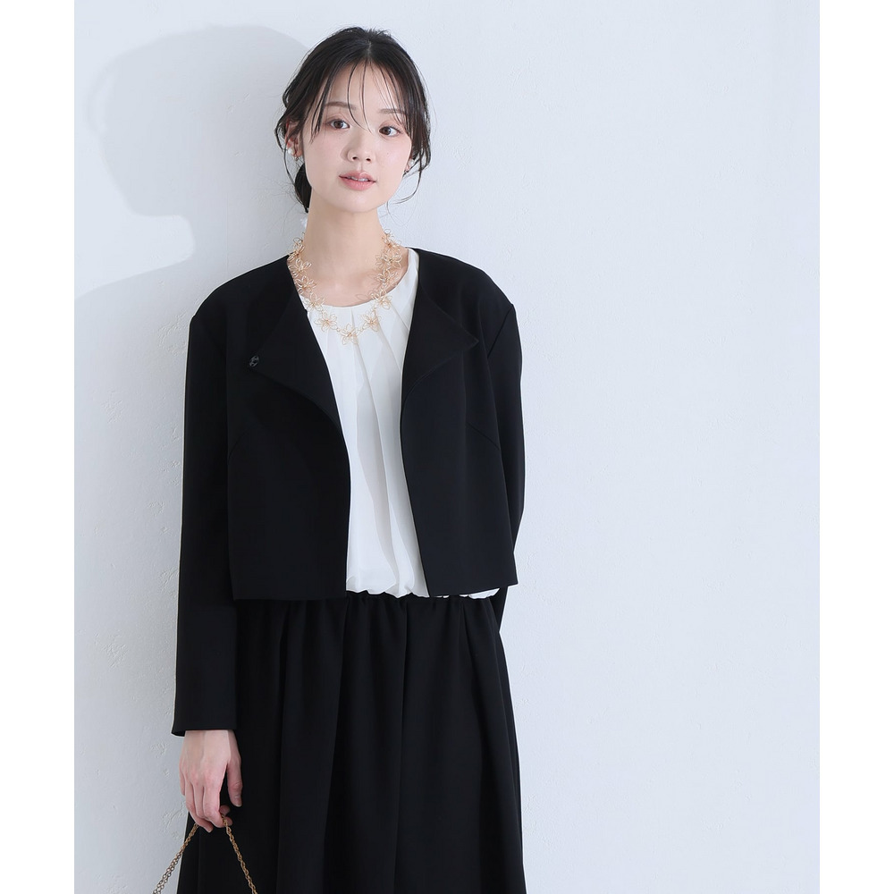 ノーカラージャケットブラックフォーマルアンサンブル