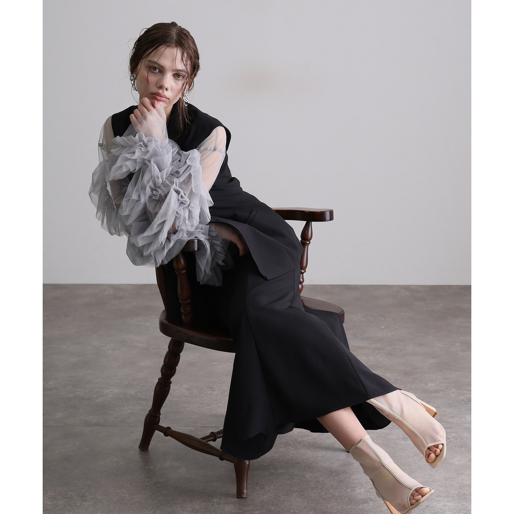 シアーチュールレイヤード ジレドレス3点セット