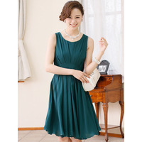 【結婚式・パーティードレス】スタイルアップ タックシフォンワンピース・パーティードレス 大きいサイズ レディース