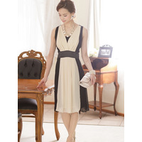 【結婚式・パーティードレス】バイカラー 着痩せ 楊柳シフォンドレス・パーティードレス　大きいサイズ レディース