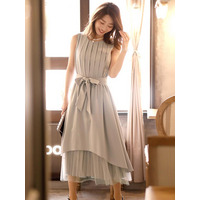 【結婚式・パーティードレス】チュールフィッシュテールワンピースドレス大きいサイズミモレ丈&ノースリーブ結婚式フォーマル