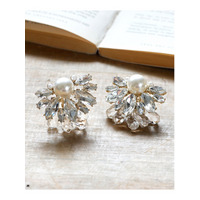 リーフビジュー＆パール イヤリング＆ピアス結婚式対応