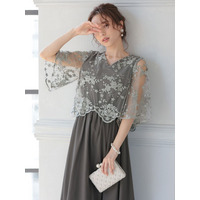 【結婚式・パーティードレス】シアー刺繍チュールドッキングドレス　大きいサイズ レディース