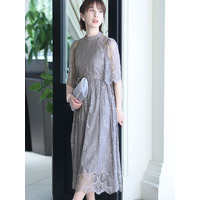 【結婚式・パーティードレス】スカラップハイネックレースドレス　大きいサイズ レディース