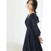 【結婚式・パーティードレス】ウエストタックレース切り替えドレス　大きいサイズ レディース