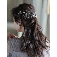 パールとリーフのヘアチャーム　大きいサイズ レディース