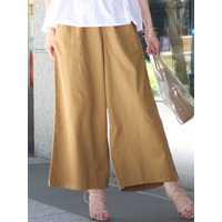 ツイルロングワイドパンツ21A　大きいサイズ レディース