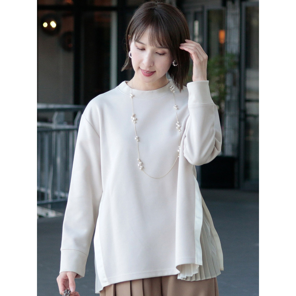 サイドプリーツカットソー 大きいサイズ レディース1