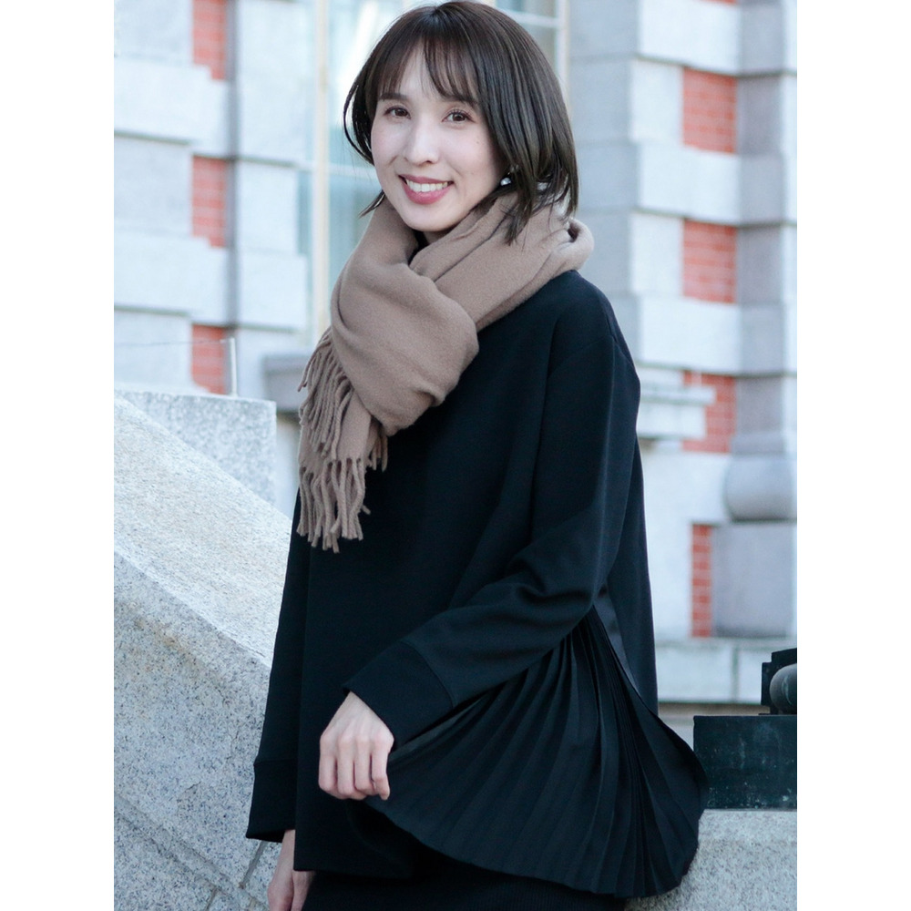 サイドプリーツカットソー 大きいサイズ レディース1