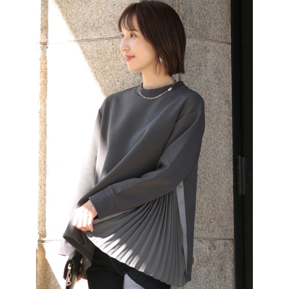 サイドプリーツカットソー 大きいサイズ レディース1