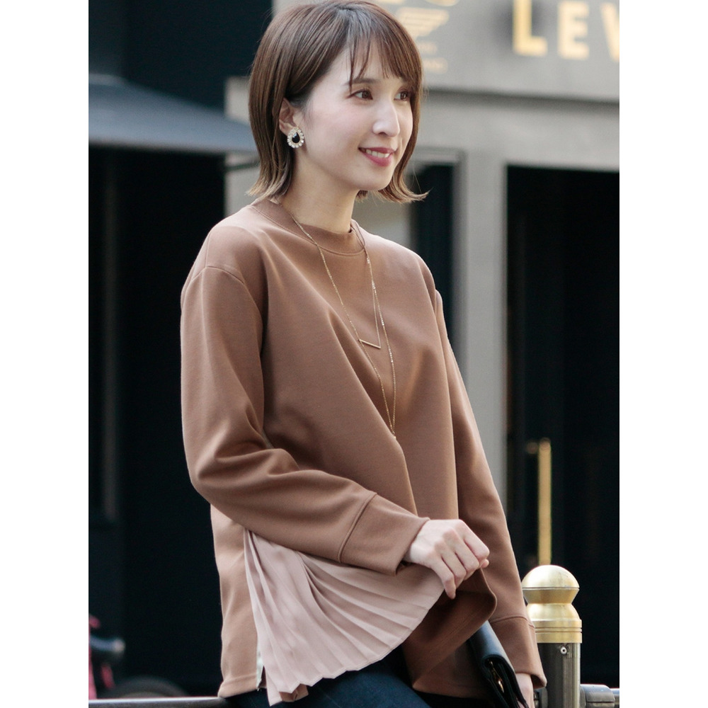 サイドプリーツカットソー 大きいサイズ レディース1