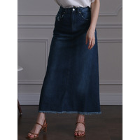 デニムフリンジロングスカート21A　大きいサイズ レディース