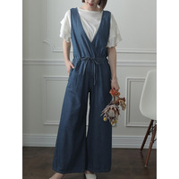 Vネックデニムコンビネゾン21A　大きいサイズ レディース