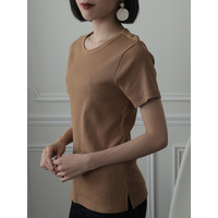 コットン100%リブTシャツ　大きいサイズ レディース
