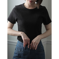 コットン100%リブTシャツ　大きいサイズ レディース