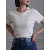 コットン100%リブTシャツ　大きいサイズ レディース