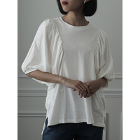 ドルマンギャザー袖カットソー　大きいサイズ レディース