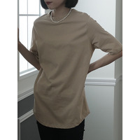 ハイネックコットンＴシャツ　大きいサイズ レディース