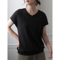 コットンフレンチVネックTシャツ　大きいサイズ レディース