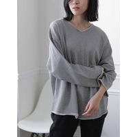 シンプルVネックカットソー　大きいサイズ レディース