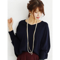 Vネックドルマンニットソー　大きいサイズ レディース