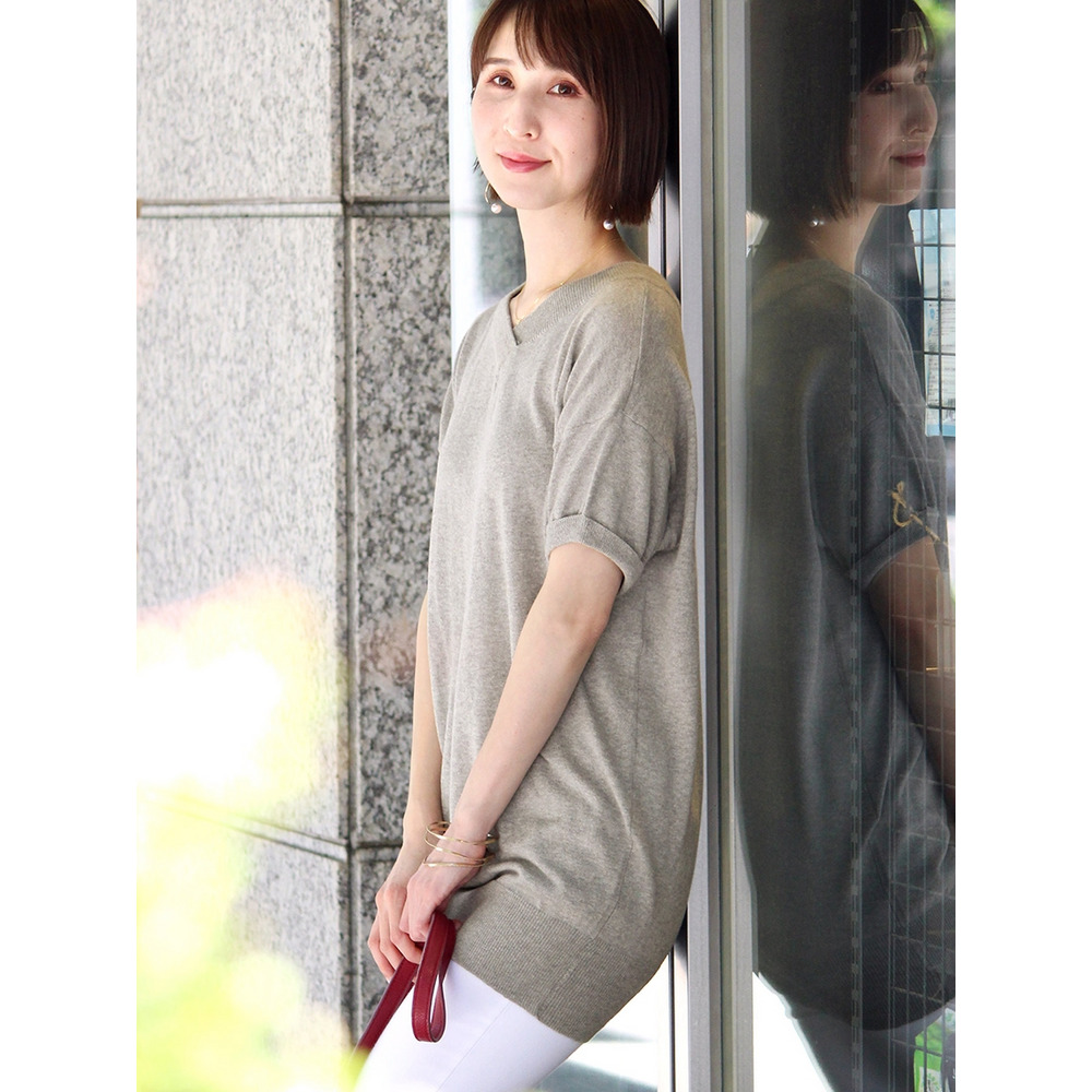 コットンVネックドルマンニット 大きいサイズ レディース14