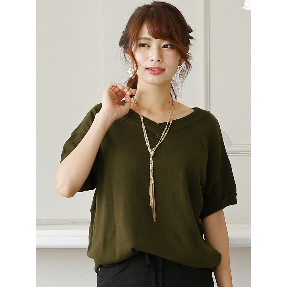 コットンVネックドルマンニット 大きいサイズ レディース15