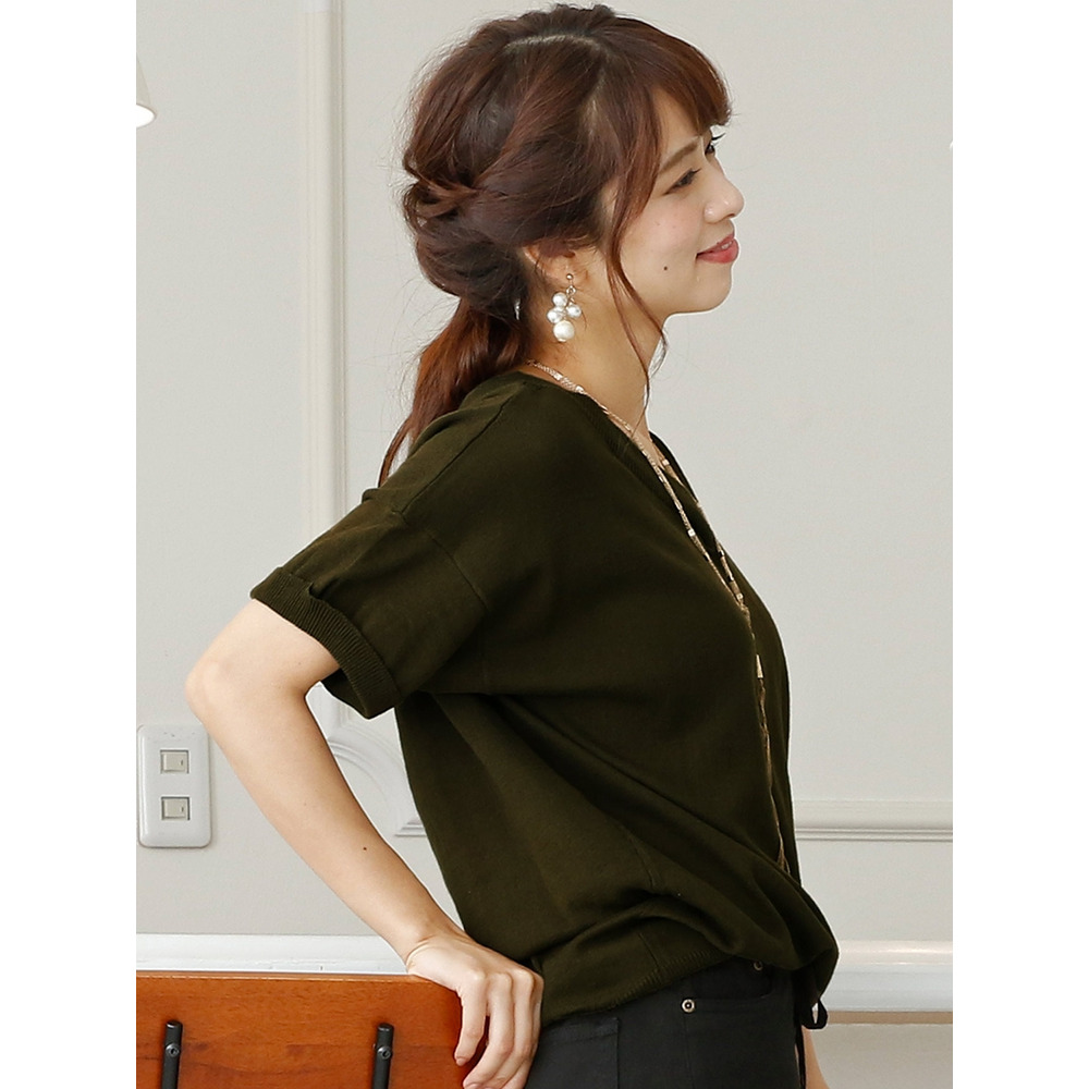 コットンVネックドルマンニット 大きいサイズ レディース16