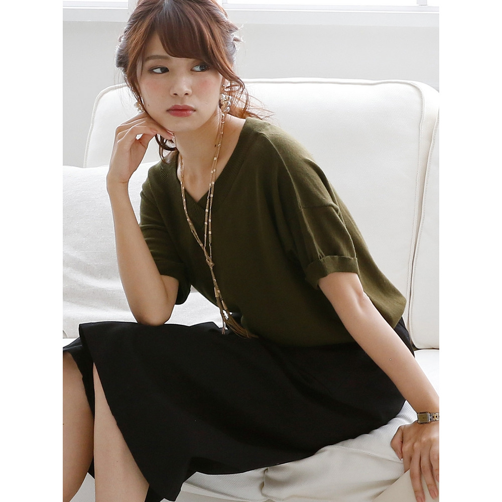 コットンVネックドルマンニット 大きいサイズ レディース18