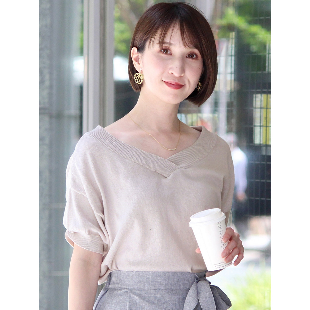 コットンVネックドルマンニット 大きいサイズ レディース19