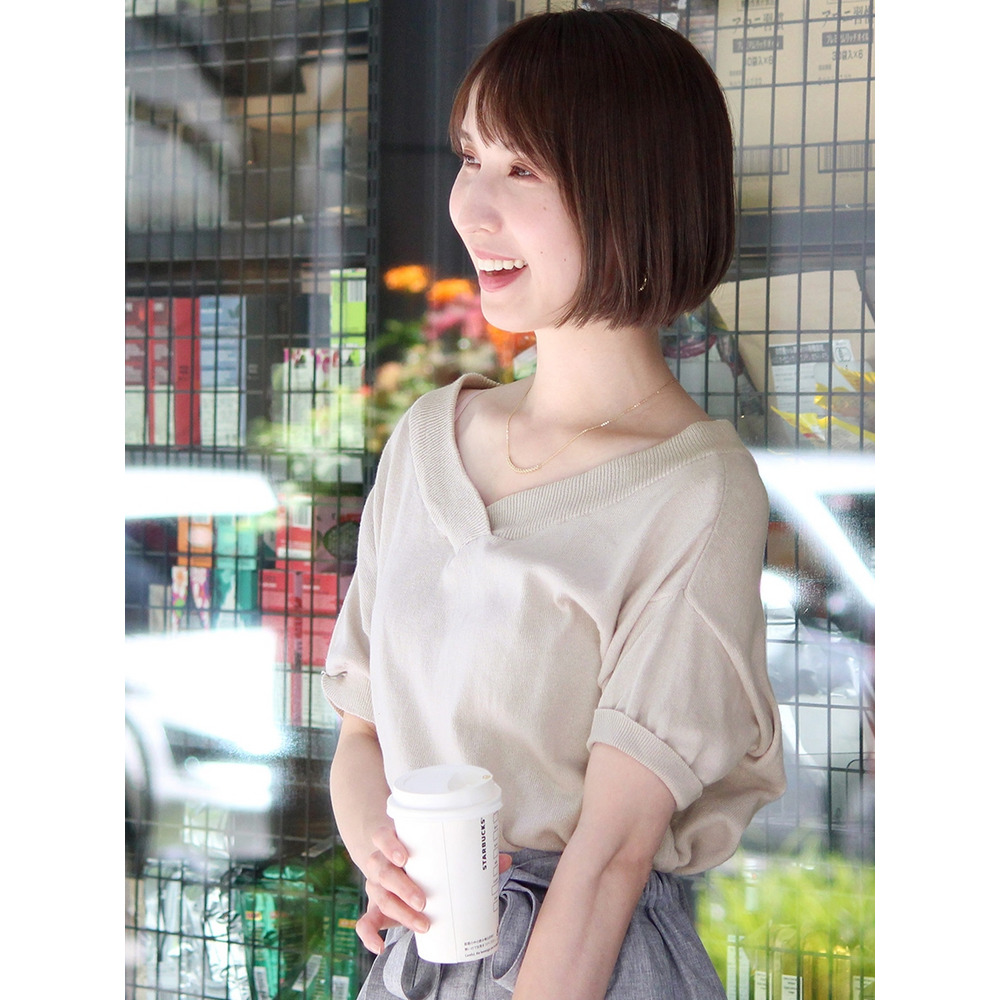 コットンVネックドルマンニット 大きいサイズ レディース20