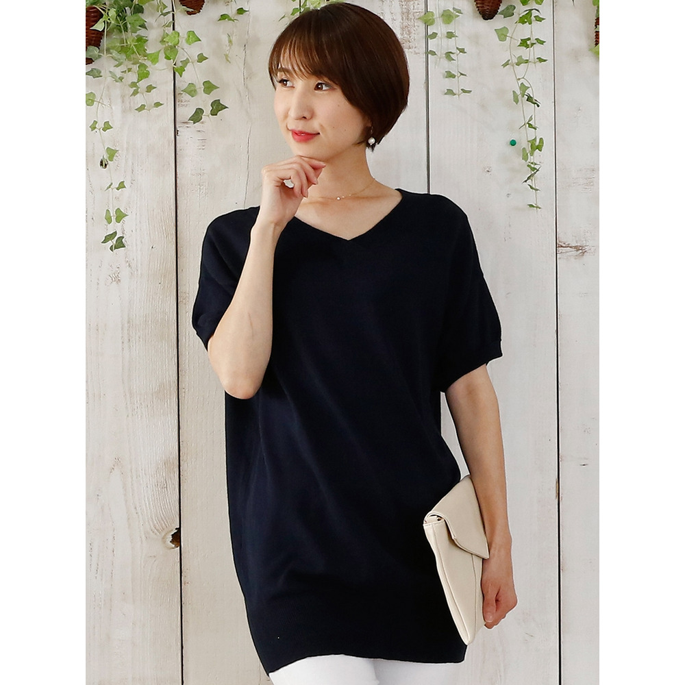 コットンVネックドルマンニット 大きいサイズ レディース23