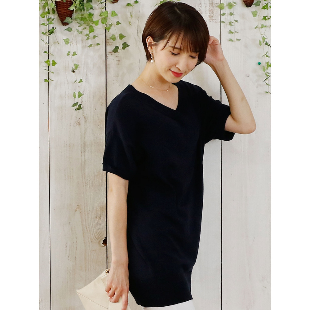 コットンVネックドルマンニット 大きいサイズ レディース24