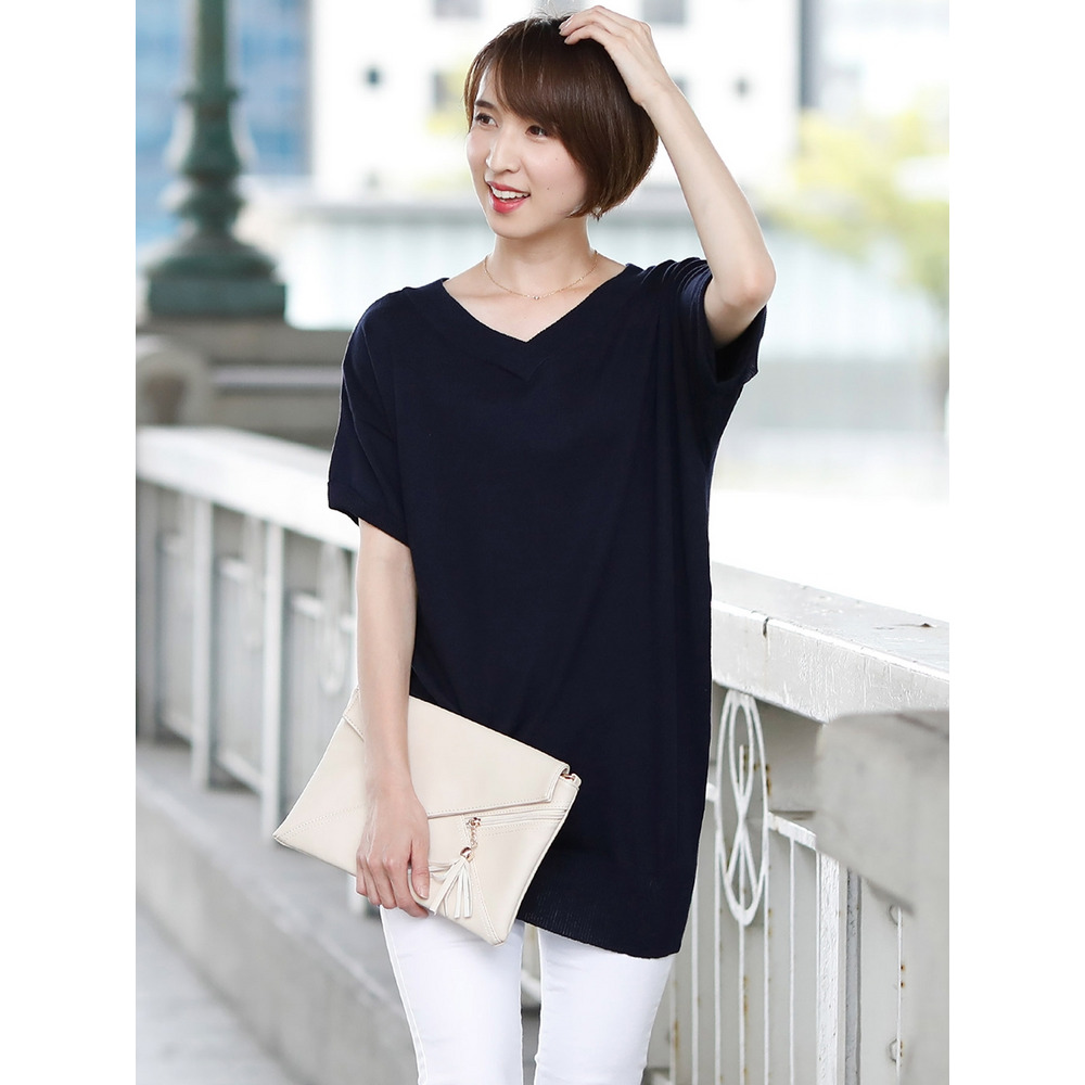 コットンVネックドルマンニット 大きいサイズ レディース26