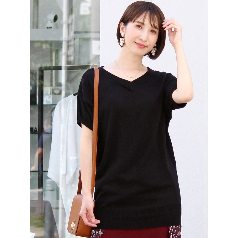 コットンVネックドルマンニット 大きいサイズ レディース3