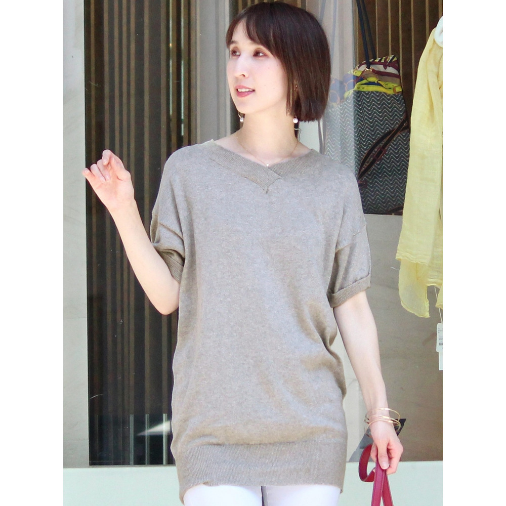 コットンVネックドルマンニット 大きいサイズ レディース1
