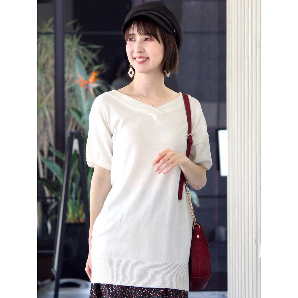 コットンVネックドルマンニット 大きいサイズ レディース1