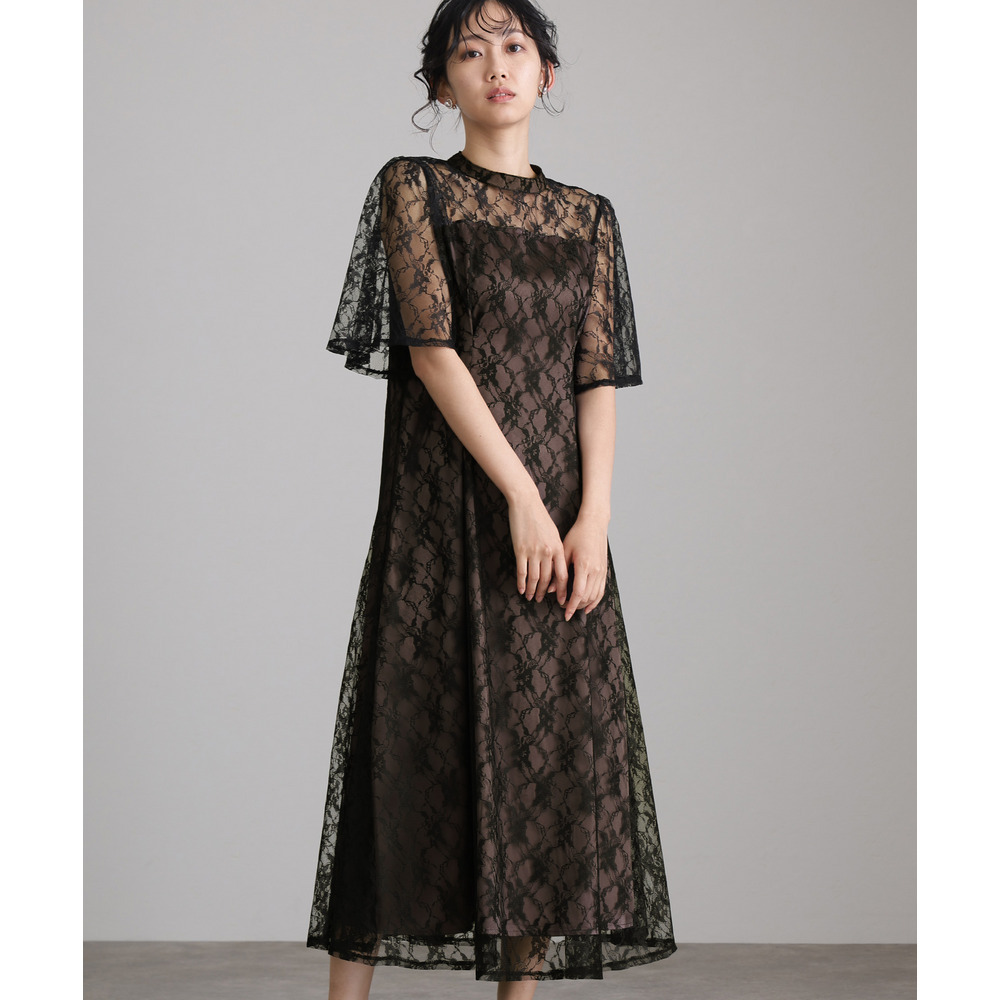 【結婚式・パーティードレス】総レースAラインワンピース 大きいサイズ レディース26