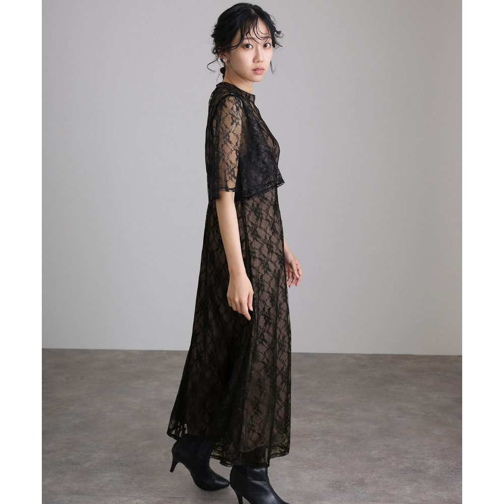 【結婚式・パーティードレス】総レースAラインワンピース 大きいサイズ レディース27