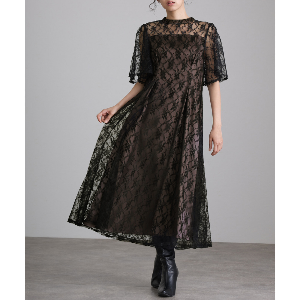 【結婚式・パーティードレス】総レースAラインワンピース 大きいサイズ レディース28