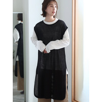 メッシュニットロングベスト　大きいサイズ レディース