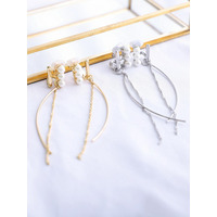 パール×ロングチェーンイヤリング