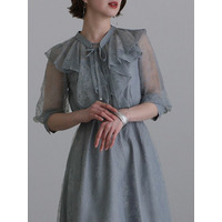 【結婚式・パーティードレス】襟付き総レース2wayドレス　大きいサイズ レディース