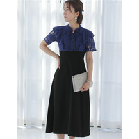 【結婚式・パーティードレス】レース切替タイトワンピース　大きいサイズ レディース