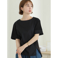 異素材切り替え半袖Ｔシャツ　大きいサイズ レディース