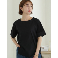 異素材切り替え半袖Ｔシャツ　大きいサイズ レディース